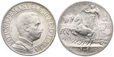 Vittorio Emanuele III, 1 Lira “Quadriga veloce” (Regno d’Italia), 1910