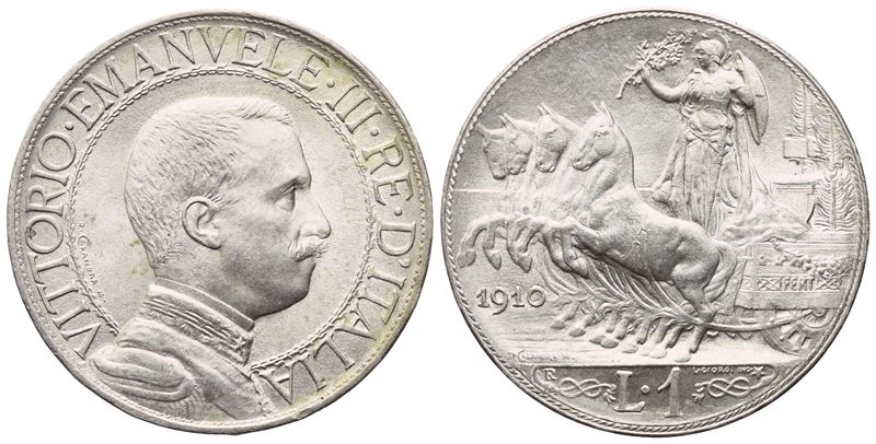 Vittorio Emanuele III, 1 Lira “Quadriga veloce” (Regno d’Italia), 1910