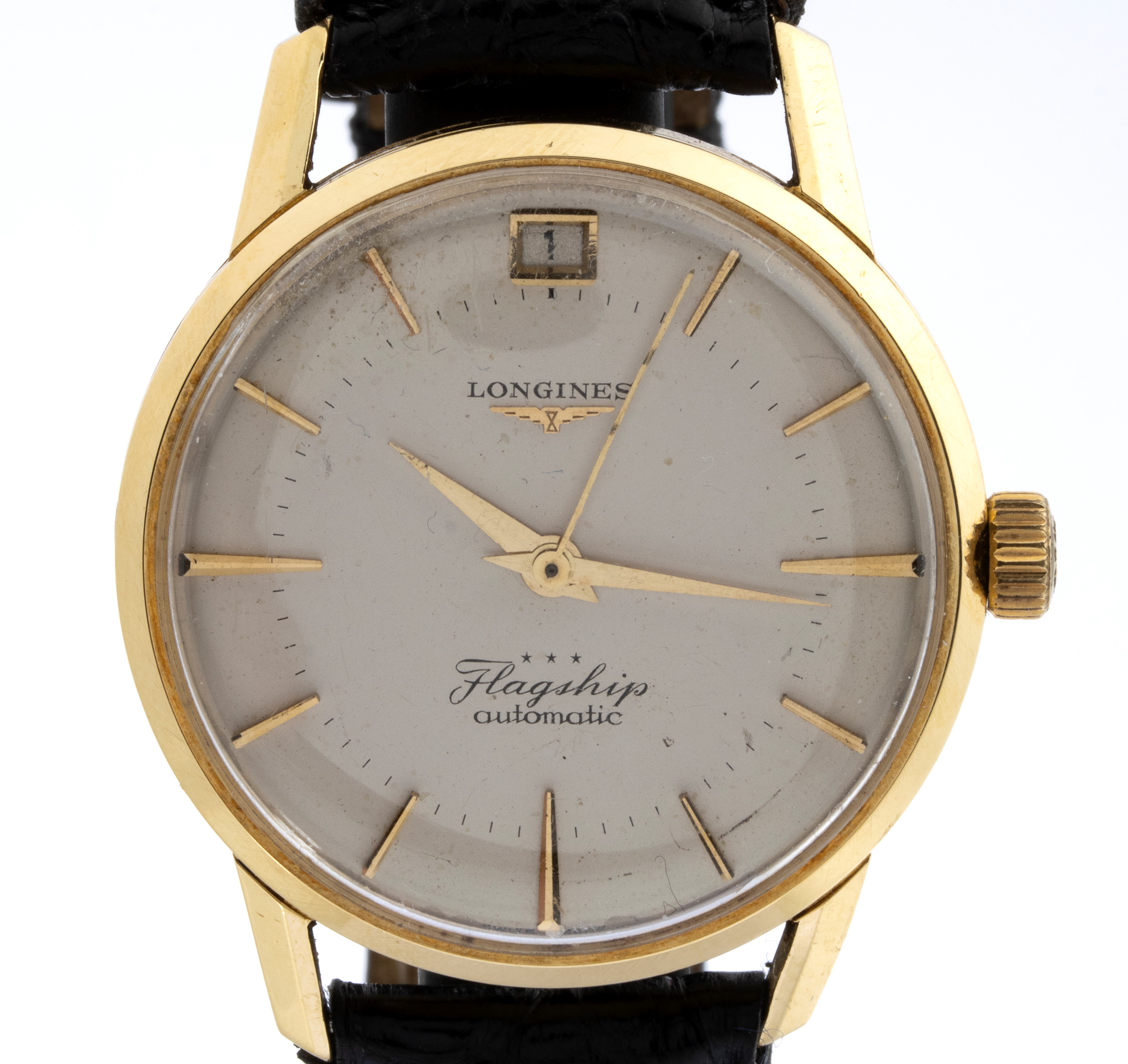 Longines - Flagship, orologio da polso in oro con datario (anni ’60)