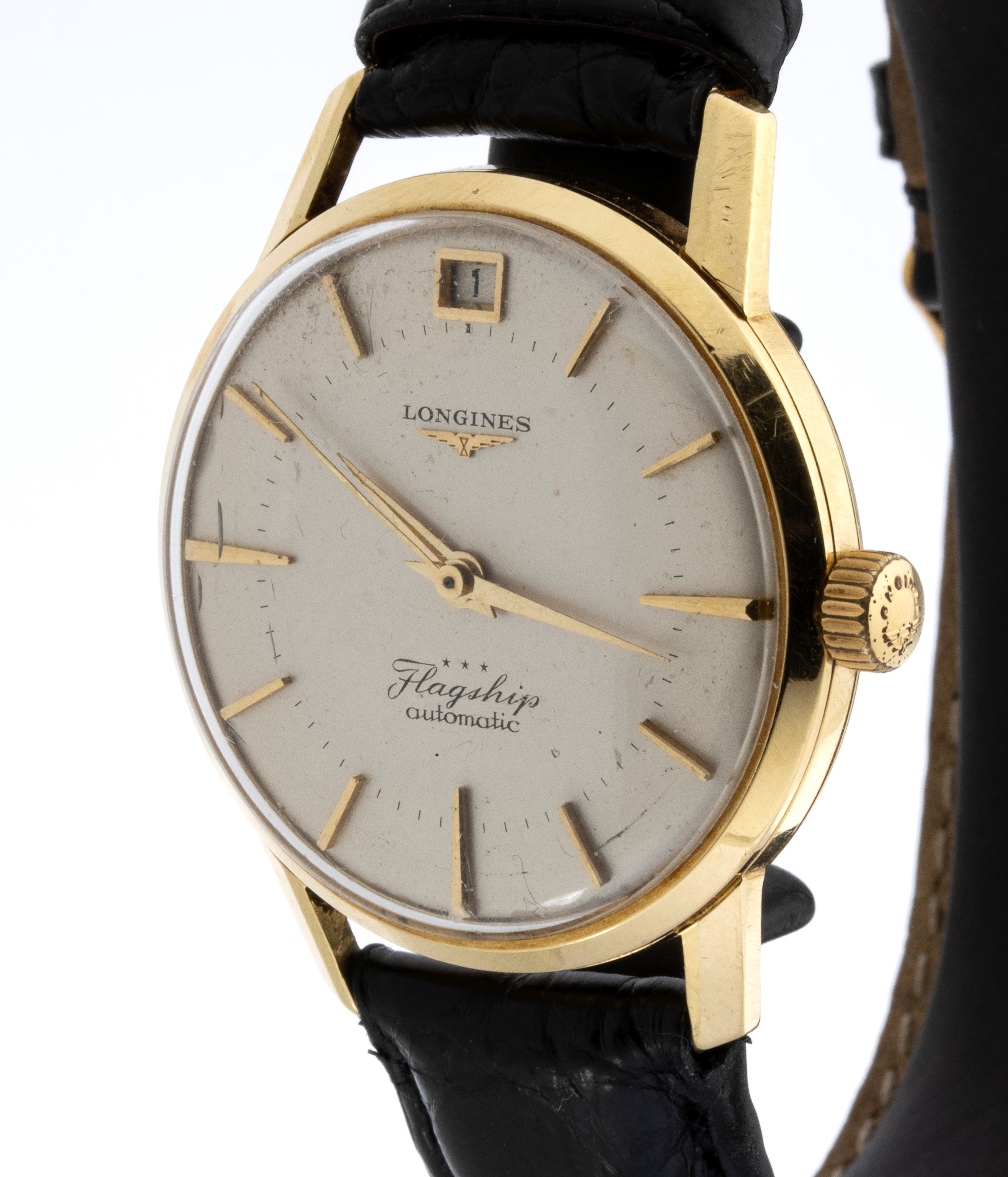 Longines - Flagship, orologio da polso in oro con datario (anni ’60)