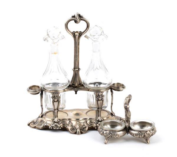 Acetoliera e saliera doppia in argento