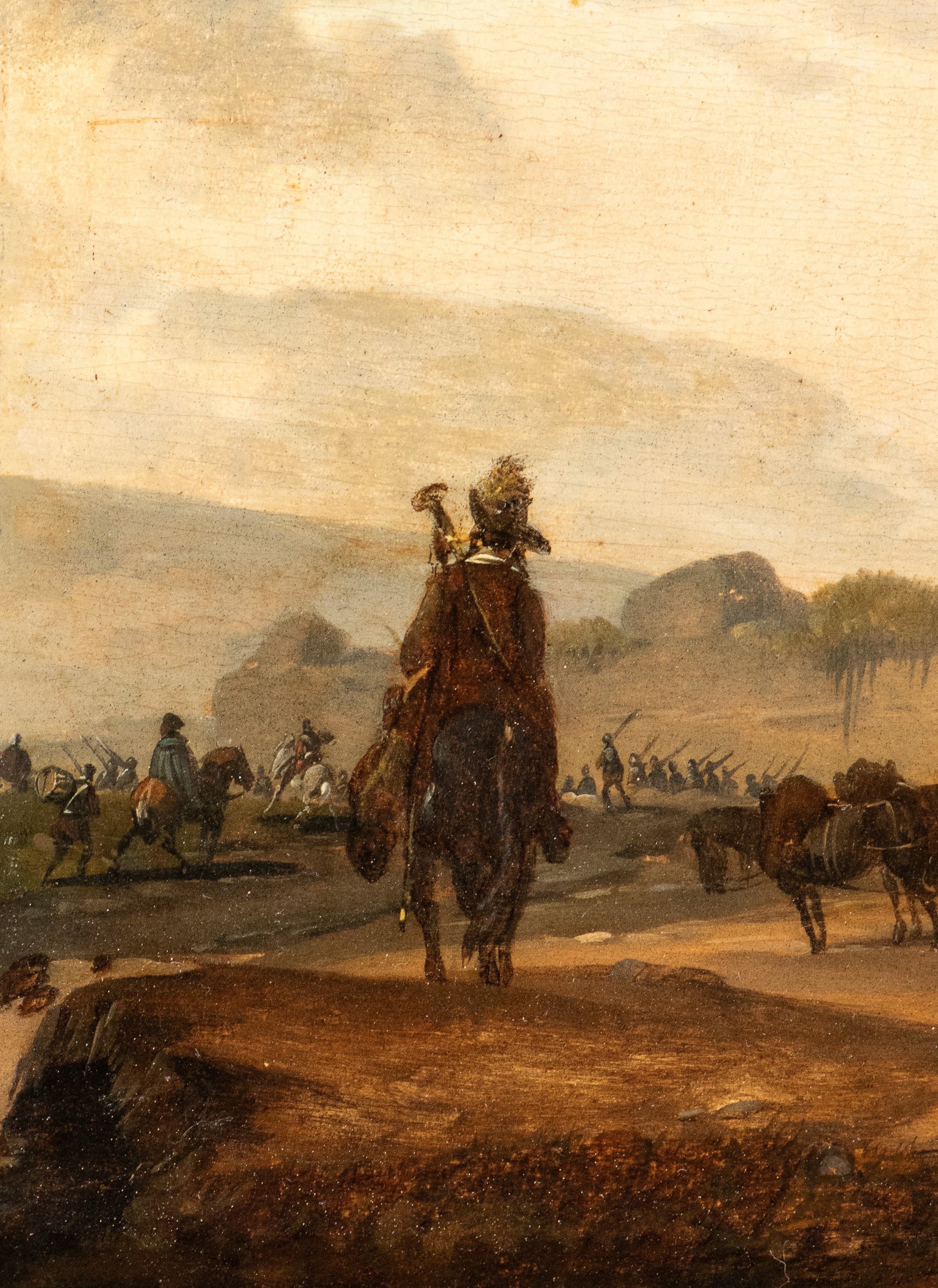 Claude Michel Hamon Duplessis - Paesaggio con cavalleria in sosta nei pressi di rovine