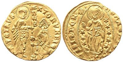 ROMA (tradizione romana), Sen & Ator Vrvis — S Petrvs, Ducato in oro (Au), 3,53 g