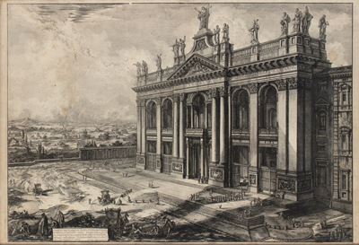 Veduta della Facciata della Basilica di S. Giovanni Laterano, acquaforte