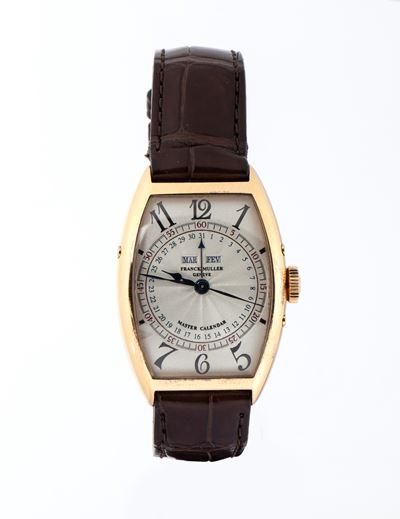 Master Calendar, orologio da polso con movimento automatico, cassa tonneau e fibbia in oro 750
