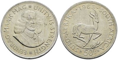 Sudafrica. Elisabetta II (1952-2022). 50 Cent 1963. Ag; 28,28gr; Km 62. Spl