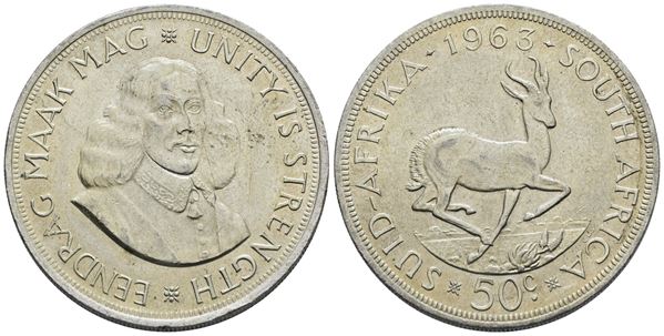 SUDAFRICA. Elisabetta II (1952-2022). 50 cent 1963. Ag; 28,28gr; KM 62. SPL
