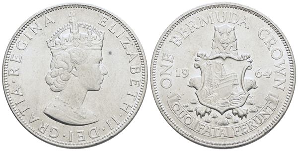 BERMUDA. Elisabetta II (1952-2022). Corona 1964. Ag; 22,62gr; KM 14. qFDC