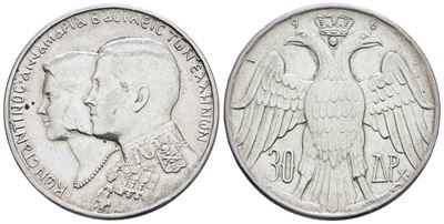 Grecia. Paolo i (1954-1965). 30 Dracme 1964. Ag; 12gr; Km 87. Spl