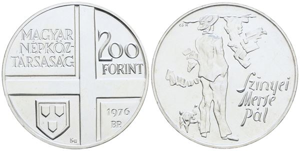 UNGHERIA. 200 fiorini 1976. Pal Szinyei Merse. KM 608; Ag; 28gr. FDC