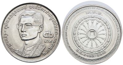 Thailandia. Rama IX (1947-1986). 50 Bath 1971. 20 Anniversario Organizzazione Internazionale Budd...