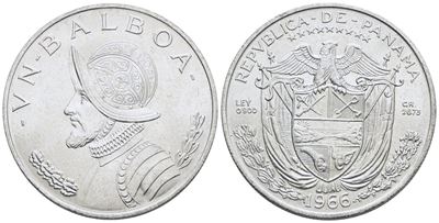 Panama. 1 Balboa 1966. Ag; 26,73gr; Km 27. Qfdc