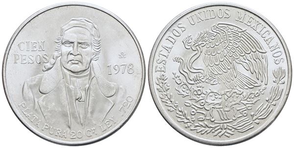 MESSICO. 100 pesos 1978. Ag; 27,78gr; KM 483. qFDC