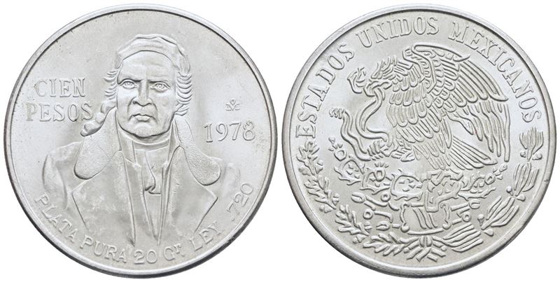 Messico. 100 Pesos 1978. Ag; 27,78gr; Km 483. Qfdc