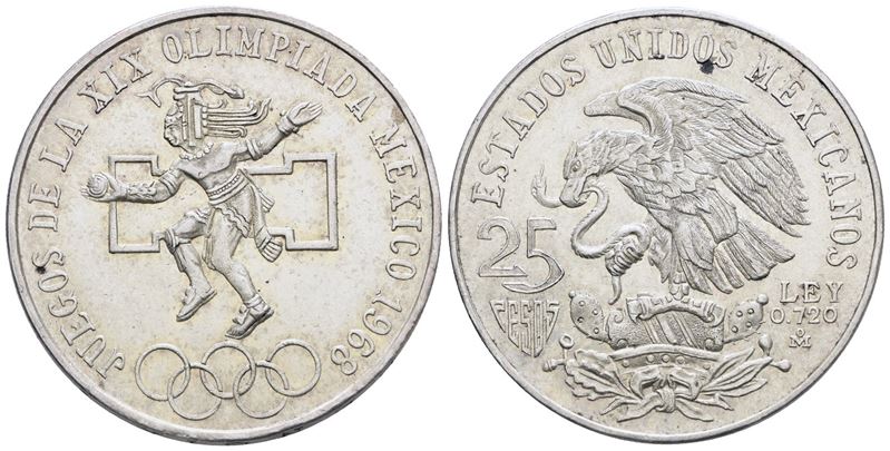 Messico. 25 Pesos 1968. Ag; 22,5gr; Km 479. Spl