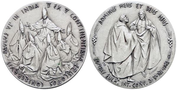 VATICANO. Paolo VI (1963-1978). Medaglia Viaggio in India 1964. Opus: Manfrini, Senesi. Ag. 44,5mm; 42gr. FDC