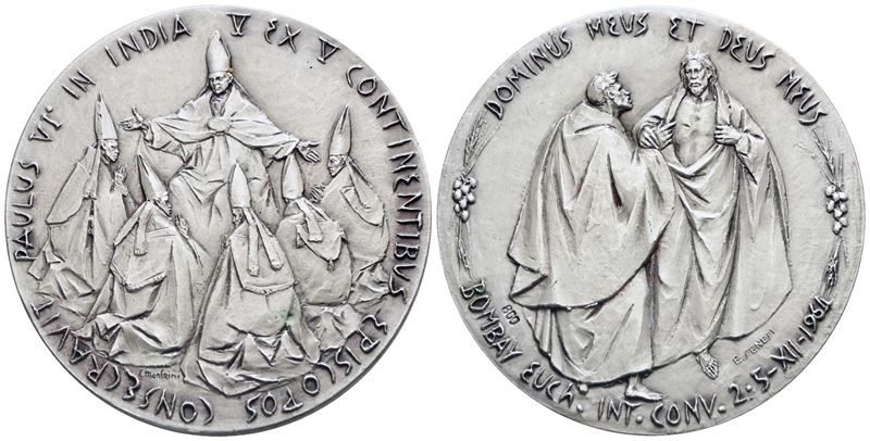 Vaticano. Paolo Vi (1963-1978). Medaglia Viaggio in India 1964. Opus: Manfrini, Senesi. Ag. 44,5m...