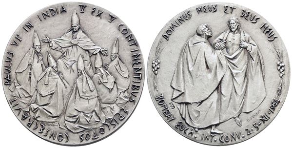 VATICANO. Paolo VI (1963-1978). Medaglia Viaggio in India 1964. Opus: Manfrini, Senesi. Ag. 44,5mm; 42gr. FDC