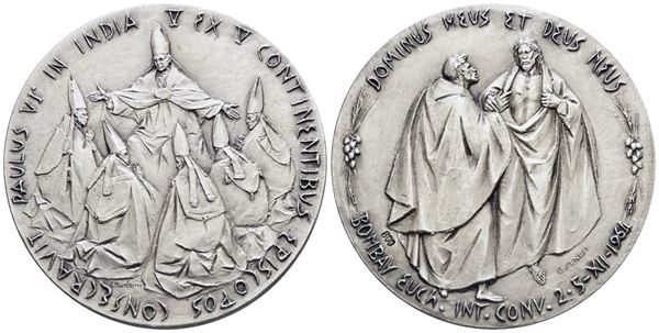 VATICANO. Paolo VI (1963-1978). Medaglia Viaggio in India 1964. Opus: Manfrini, Senesi. Ag. 44,5mm; 42gr. FDC