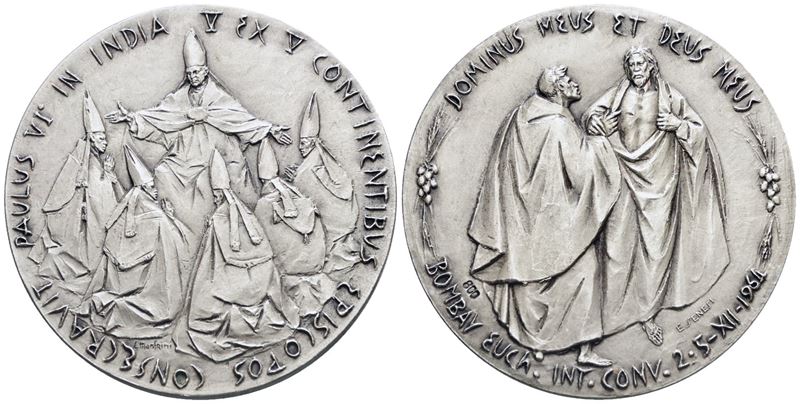 Vaticano. Paolo Vi (1963-1978). Medaglia Viaggio in India 1964. Opus: Manfrini, Senesi. Ag. 44,5m...