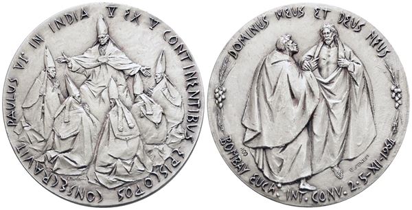 VATICANO. Paolo VI (1963-1978). Medaglia Viaggio in India 1964. Opus: Manfrini, Senesi. Ag. 44,5mm; 42gr. FDC