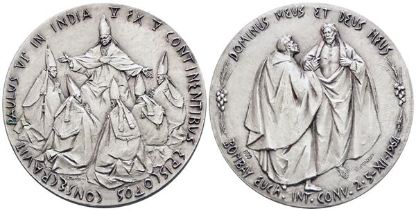 VATICANO. Paolo VI (1963-1978). Medaglia Viaggio in India 1964. Opus: Manfrini, Senesi. Ag. 44,5mm; 42gr. FDC