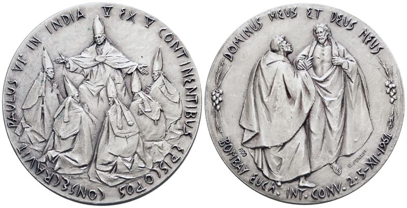 Vaticano. Paolo Vi (1963-1978). Medaglia Viaggio in India 1964. Opus: Manfrini, Senesi. Ag. 44,5m...