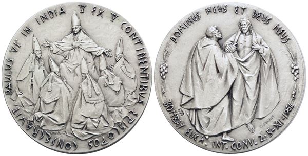 VATICANO. Paolo VI (1963-1978). Medaglia Viaggio in India 1964. Opus: Manfrini, Senesi. Ag. 44,5mm; 42gr. FDC