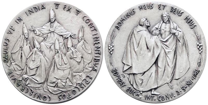 Vaticano. Paolo Vi (1963-1978). Medaglia Viaggio in India 1964. Opus: Manfrini, Senesi. Ag. 44,5m...