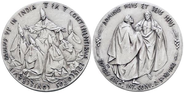 VATICANO. Paolo VI (1963-1978). Medaglia Viaggio in India 1964. Opus: Manfrini, Senesi. Ag. 44,5mm; 42gr. FDC