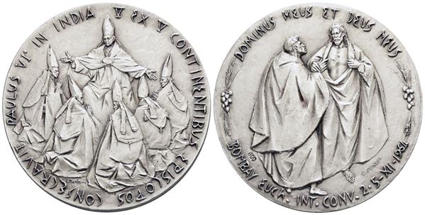 VATICANO. Paolo VI (1963-1978). Medaglia Viaggio in India 1964. Opus: Manfrini, Senesi. Ag. 44,5mm; 42gr. FDC