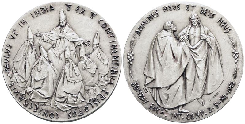 Vaticano. Paolo Vi (1963-1978). Medaglia Viaggio in India 1964. Opus: Manfrini, Senesi. Ag. 44,5m...