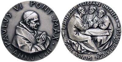 Vaticano. Paolo Vi (1963-1978). Medaglia 1970 "giubileo Sacerdotale". Ag. 44mm; 55gr. Fdc