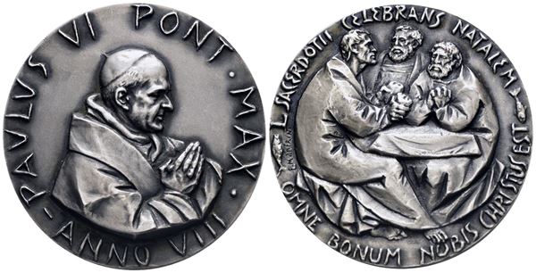 VATICANO. Paolo VI (1963-1978). Medaglia 1970 "Giubileo sacerdotale". Ag. 44mm; 55gr. FDC