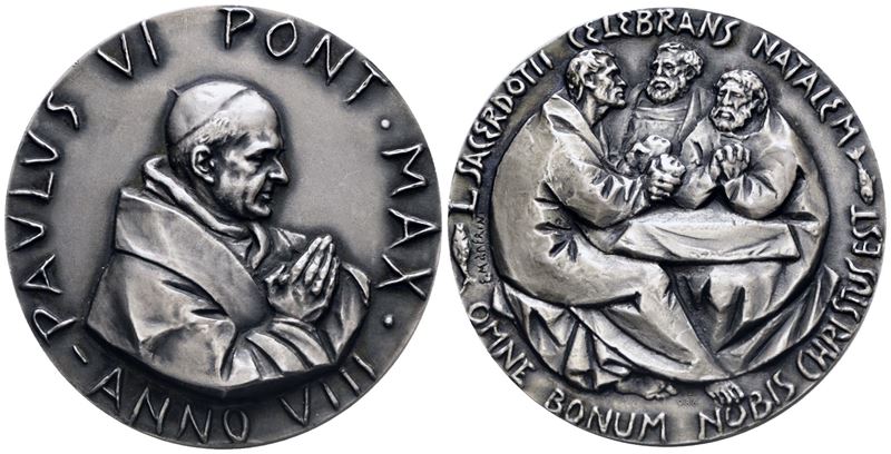 Vaticano. Paolo Vi (1963-1978). Medaglia 1970 "giubileo Sacerdotale". Ag. 44mm; 55gr. Fdc