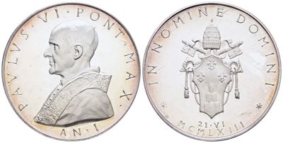 Vaticano. Paolo Vi (1963-1978). Medaglia 1963 "elezione al Pontificato". Ag. 44mm; 33gr. Fdc