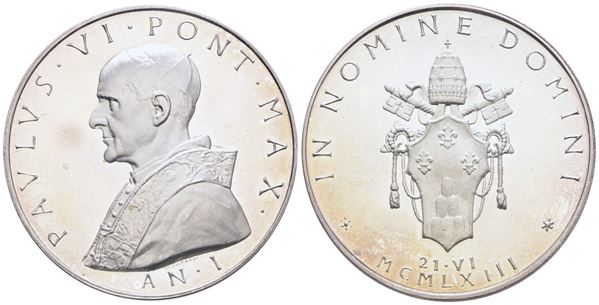VATICANO. Paolo VI (1963-1978). Medaglia 1963 "Elezione al pontificato". Ag. 44mm; 33gr. FDC