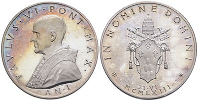 Vaticano. Paolo Vi (1963-1978). Medaglia 1963 "elezione al Pontificato". Ag. 44mm; 37gr. Fdc