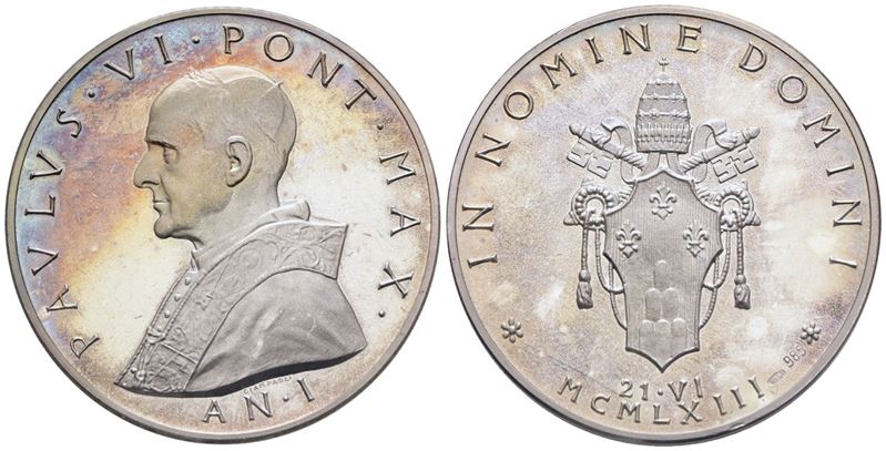 Vaticano. Paolo Vi (1963-1978). Medaglia 1963 "elezione al Pontificato". Ag. 44mm; 37gr. Fdc