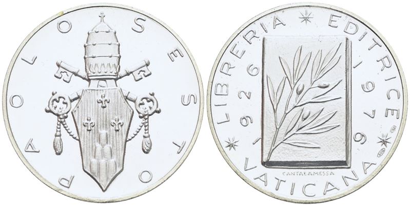 Vaticano. Paolo Vi (1963-1978). Medaglia 1976 "libreria Editrice Vaticana". Ag. 45mm; 39,7gr. Fdc