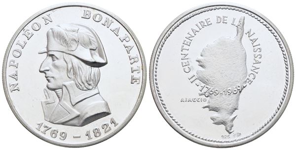 FRANCIA. Medaglia 1969 bicentenario nascita di Napoleone. Ag; 35mm; 19,50gr; FDC