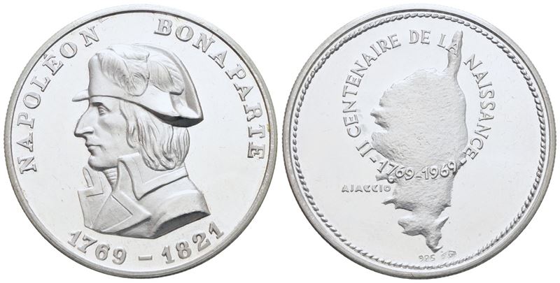 Francia. Medaglia 1969 Bicentenario Nascita di Napoleone. Ag; 35mm; 19,50gr; Fdc