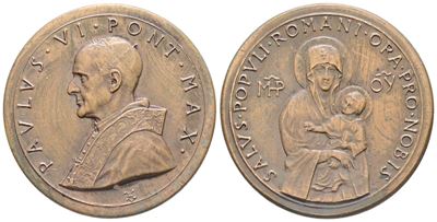 Vaticano. Paolo Vi (1963-1978). Medaglia "salus Populi Romani". Ae. 33mm; Fdc