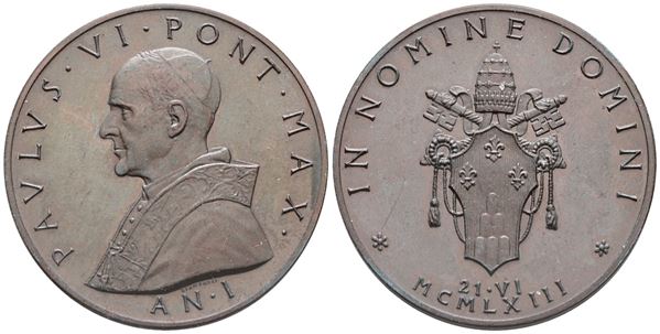 VATICANO. Paolo VI (1963-1978). Medaglia 1963 "Elezione al pontificato". Ae. 44mm; FDC