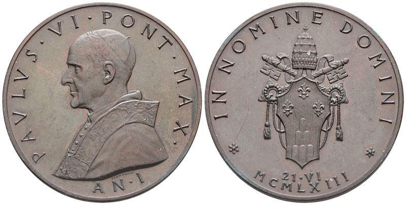 Vaticano. Paolo Vi (1963-1978). Medaglia 1963 "elezione al Pontificato". Ae. 44mm; Fdc