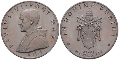 Vaticano. Paolo Vi (1963-1978). Medaglia 1963 "elezione al Pontificato". Ae. 44mm; Fdc