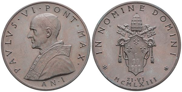 VATICANO. Paolo VI (1963-1978). Medaglia 1963 "Elezione al pontificato". Ae. 44mm; FDC