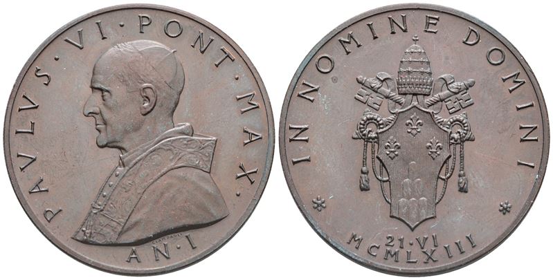 Vaticano. Paolo Vi (1963-1978). Medaglia 1963 "elezione al Pontificato". Ae. 44mm; Fdc