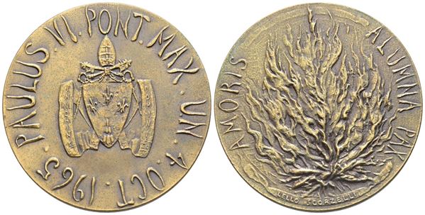 VATICANO. Paolo VI (1963-1978). Medaglia 1965 "Viaggio Nazioni Unite". Ae. 44mm; FDC