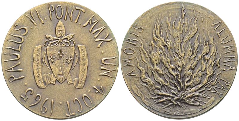 Vaticano. Paolo Vi (1963-1978). Medaglia 1965 "viaggio Nazioni Unite". Ae. 44mm; Fdc